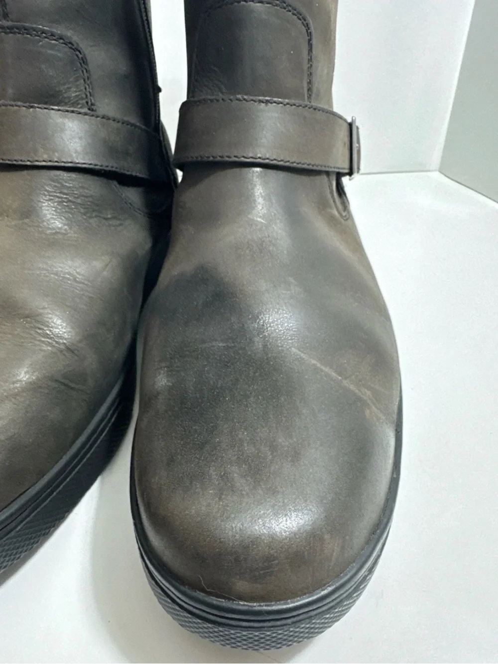 Harley-Davidson  Leather Buckle Ankle Boots Side Zipper